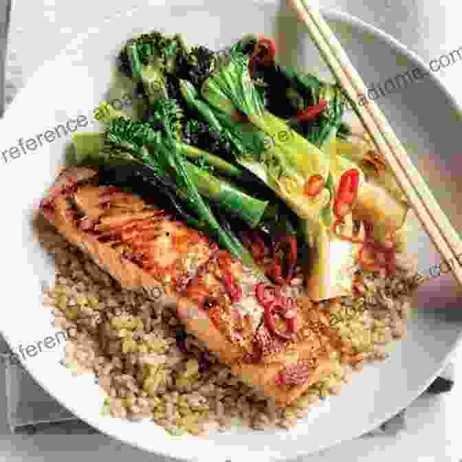 A Photo Of A Healthy Meal Consisting Of Grilled Salmon, Brown Rice, And Steamed Vegetables. DASH DIET : Healthy Meal Plan With Dietary Recommendations To Lower Your Blood Pressure Prevent Osteoporosis Heart Disease Cancer And Diabetes