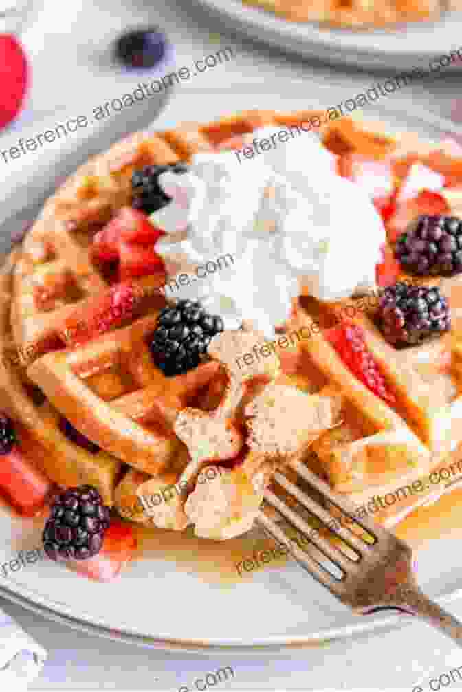 A Stack Of Fluffy Belgian Waffles, Topped With Fresh Berries And Whipped Cream. The Taste Of Belgium Olivia Wood